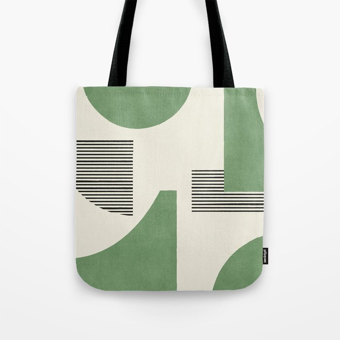 Abstract Lines Composition - Green Tote Bag Gallery Image 1