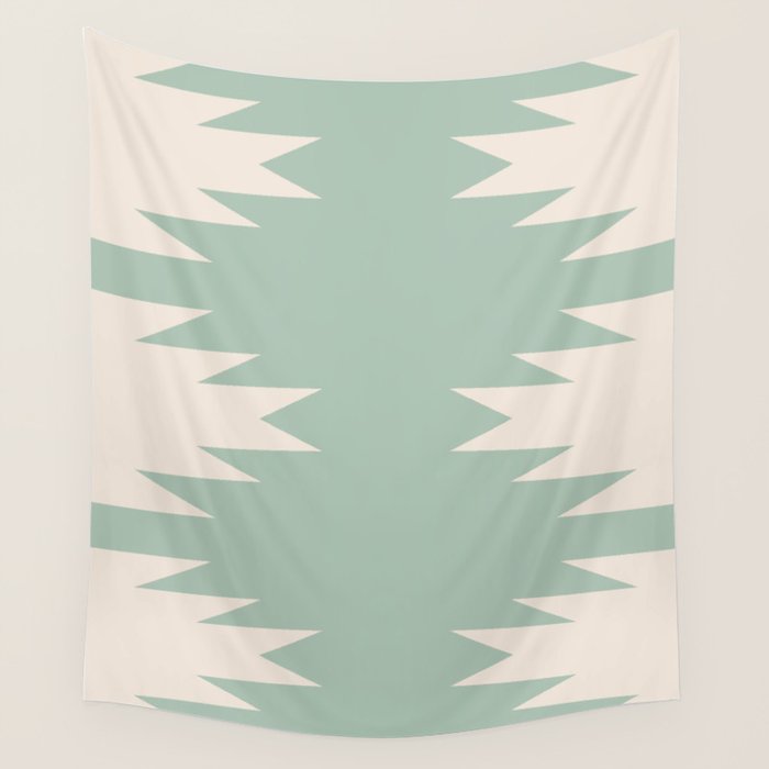 Geometric Southwestern Minimalism - Neutral Sage Green Wall Tapestry Gallery Image 4