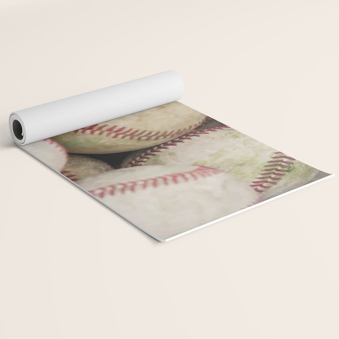 Many Baseballs - Background pattern Sports Illustration Yoga Mat Gallery Image 2
