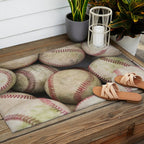 Many Baseballs - Background pattern Sports Illustration Outdoor Rug Gallery Image 2