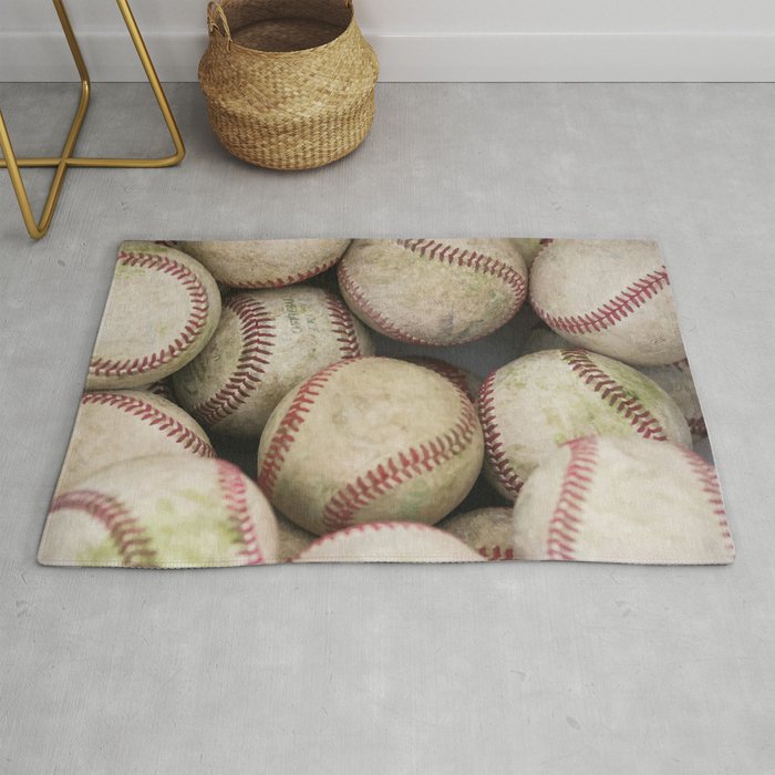 Many Baseballs - Background pattern Sports Illustration Rug Gallery Image 1