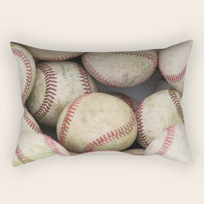Many Baseballs - Background pattern Sports Illustration Rectangular Pillow Gallery Image 2
