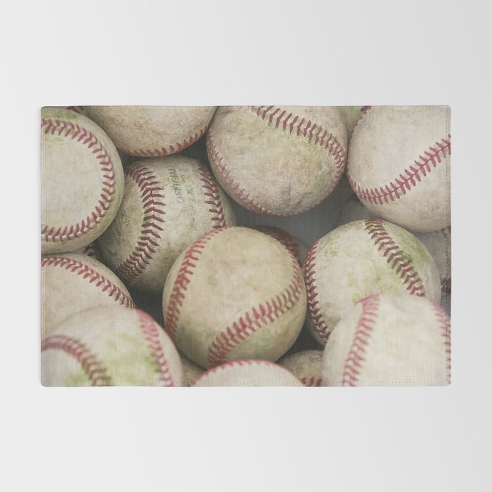 Many Baseballs - Background pattern Sports Illustration Rug Gallery Image 2