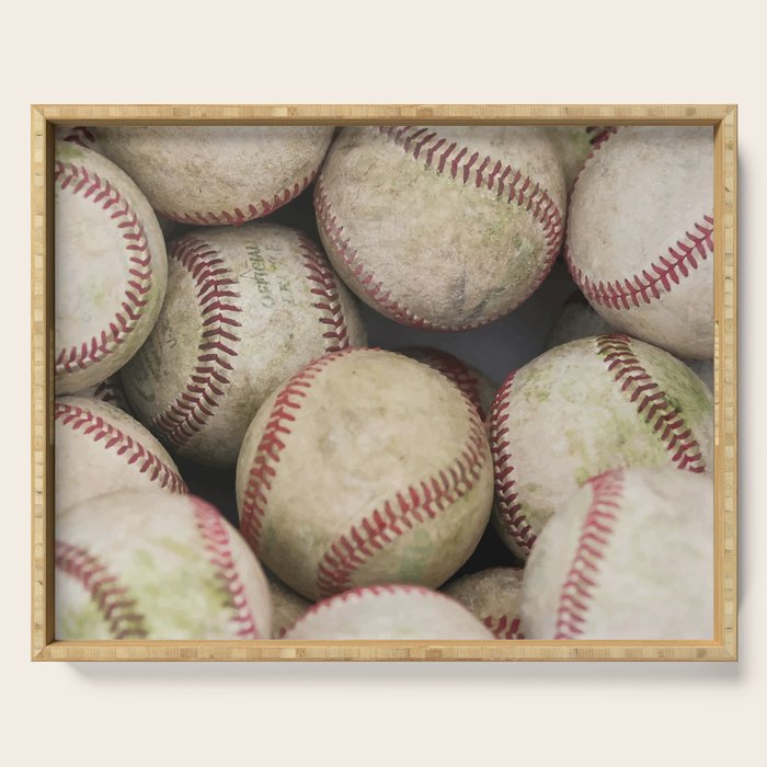 Many Baseballs - Background pattern Sports Illustration Serving Tray Gallery Image 1