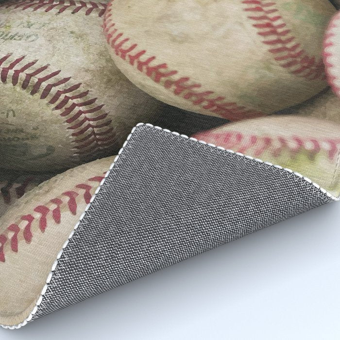 Many Baseballs - Background pattern Sports Illustration Rug Gallery Image 4