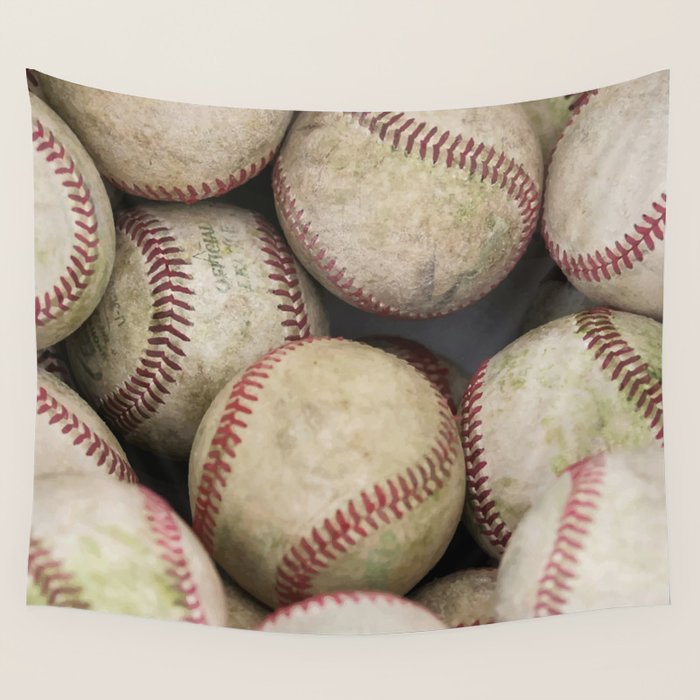 Many Baseballs - Background pattern Sports Illustration Wall Tapestry Gallery Image 4