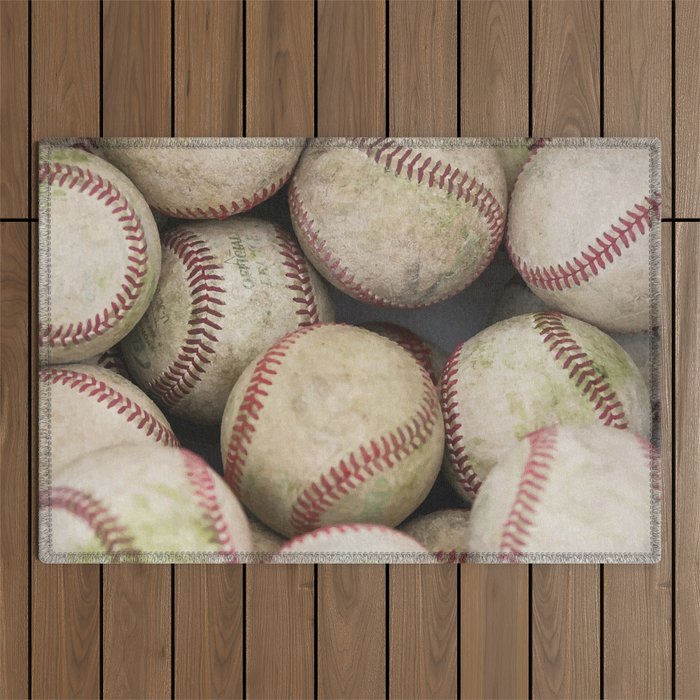 Many Baseballs - Background pattern Sports Illustration Outdoor Rug Gallery Image 1