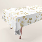 Elegant modern white faux gold floral Tablecloth Gallery Image 1