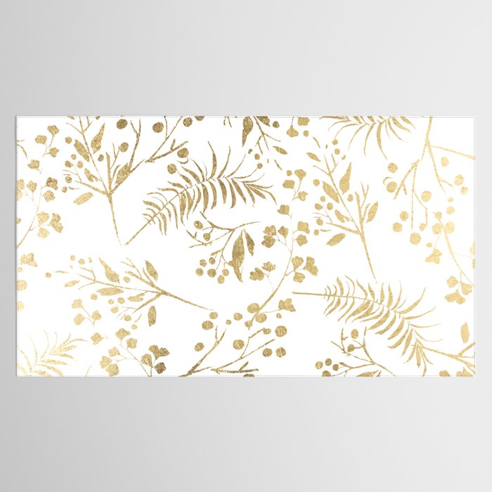 Elegant modern white faux gold floral Tablecloth Gallery Image 2