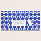 Abstract blue flower collage art pattern Desk Mat Gallery Image 1