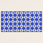 Abstract blue flower collage art pattern Desk Mat Gallery Image 3
