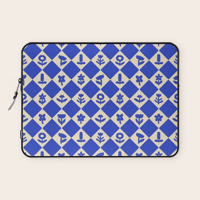 Abstract blue flower collage art pattern Laptop Sleeve Gallery Image 1