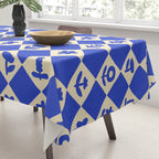 Abstract blue flower collage art pattern Tablecloth Gallery Image 3