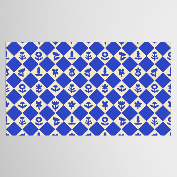 Abstract blue flower collage art pattern Tablecloth Gallery Image 2