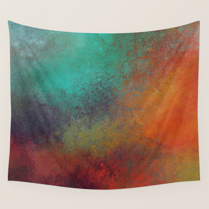 Colorful Rust Aesthetic Grunge Art Wall Tapestry Gallery Image 4