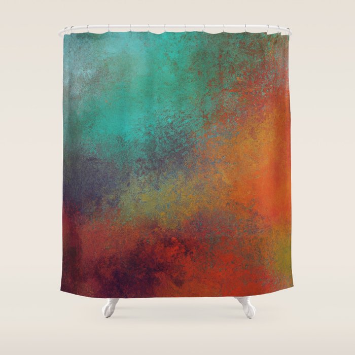 Colorful Rust Aesthetic Grunge Art Shower Curtain Gallery Image 1