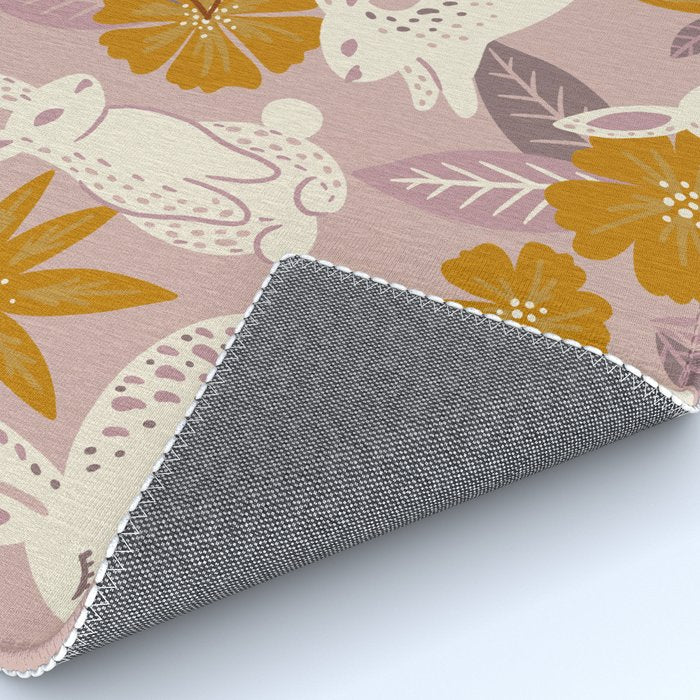 Bunnies & Blooms - Mauve & Ochre Palette Rug Gallery Image 4