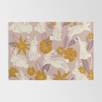 Bunnies & Blooms - Mauve & Ochre Palette Rug Gallery Image 2