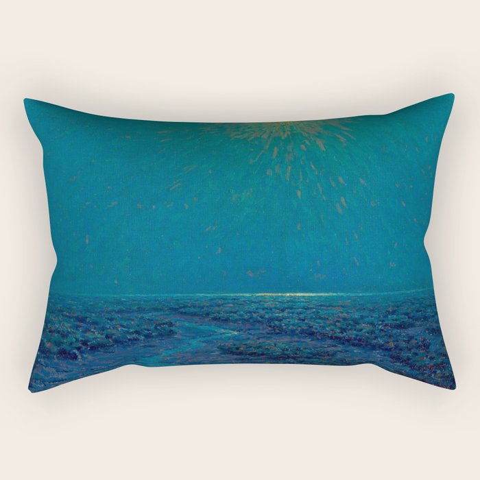 Granville Redmond-Moonlight on the Marsh Oil Painting Rectangular Pillow Gallery Image 2