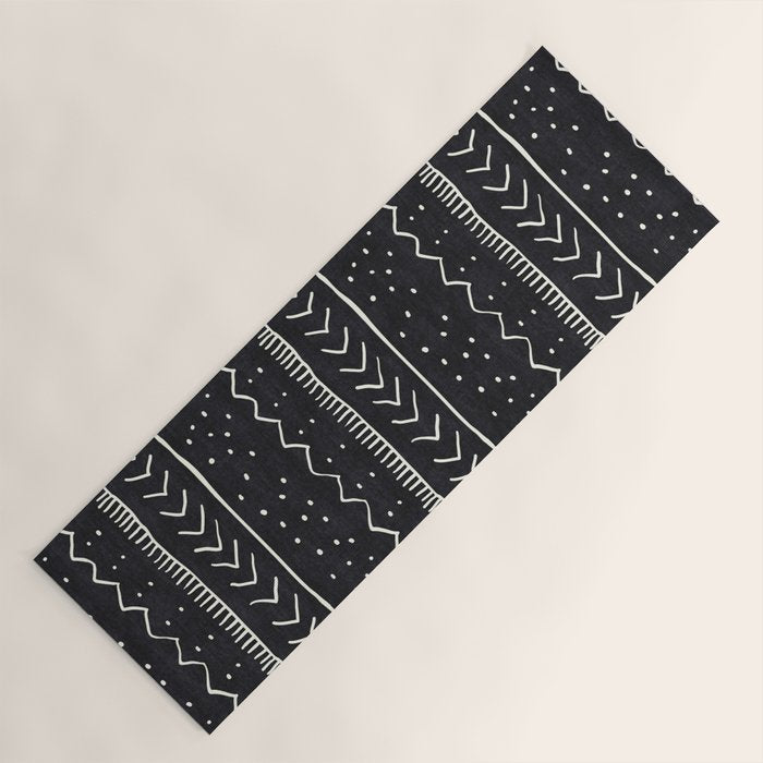 Cute Geometric Stripe in Black and White Yoga Mat Gallery Image 1