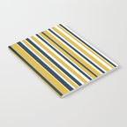 Vertical Stripes in Navy Blue, Mustard Yellow, and White Notebook Gallery Image 2
