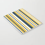 Vertical Stripes in Navy Blue, Mustard Yellow, and White Notebook Gallery Image 3