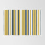 Vertical Stripes in Navy Blue, Mustard Yellow, and White Rug Gallery Image 2