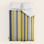 Vertical Stripes in Navy Blue, Mustard Yellow, and White Comforter Gallery Image 6
