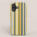 Vertical Stripes in Navy Blue, Mustard Yellow, and White iPhone Case Gallery Image 1