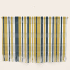 Vertical Stripes in Navy Blue, Mustard Yellow, and White Wall Hanging Gallery Image 1