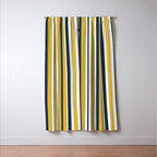 Vertical Stripes in Navy Blue, Mustard Yellow, and White Window Curtain Gallery Image 3