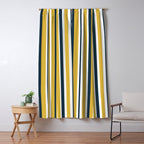 Vertical Stripes in Navy Blue, Mustard Yellow, and White Window Curtain Gallery Image 5