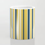 Vertical Stripes in Navy Blue, Mustard Yellow, and White Coffee Mug Gallery Image 4