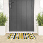 Vertical Stripes in Navy Blue, Mustard Yellow, and White Welcome Mat Gallery Image 3
