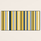 Vertical Stripes in Navy Blue, Mustard Yellow, and White Desk Mat Gallery Image 3
