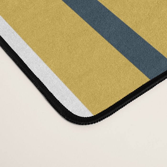 Vertical Stripes in Navy Blue, Mustard Yellow, and White Desk Mat Gallery Image 4