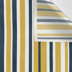 Vertical Stripes in Navy Blue, Mustard Yellow, and White Wall Tapestry Gallery Image 3
