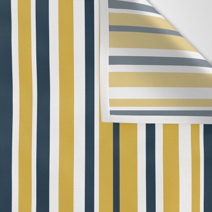 Vertical Stripes in Navy Blue, Mustard Yellow, and White Wall Tapestry Gallery Image 3