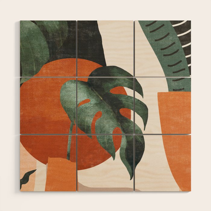 Abstract Art Plants Wood Wall Art Gallery Image 1
