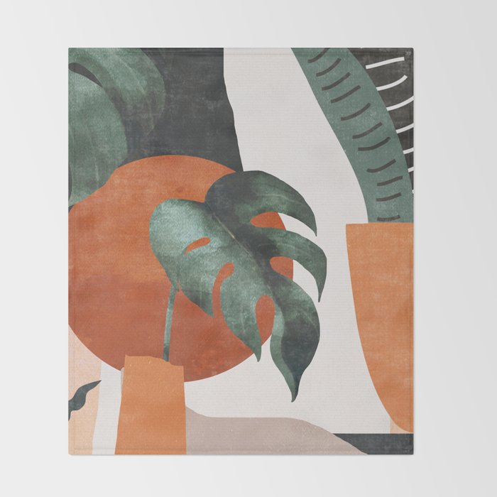 Abstract Art Plants Throw Blanket Gallery Image 2