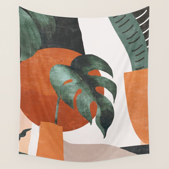 Abstract Art Plants Wall Tapestry Gallery Image 1