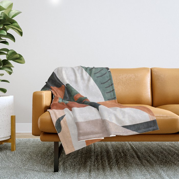 Abstract Art Plants Throw Blanket Gallery Image 1