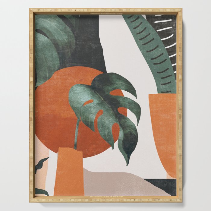Abstract Art Plants Serving Tray Gallery Image 1