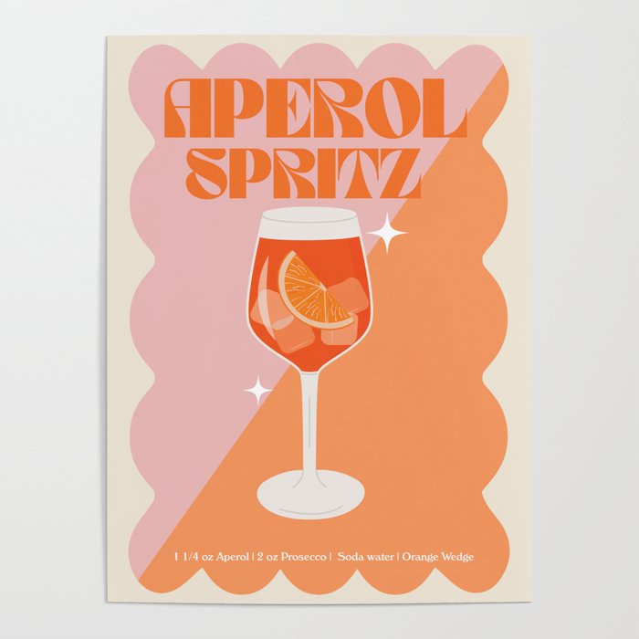 Aperol Spritz Cocktail Print Poster Gallery Image 1