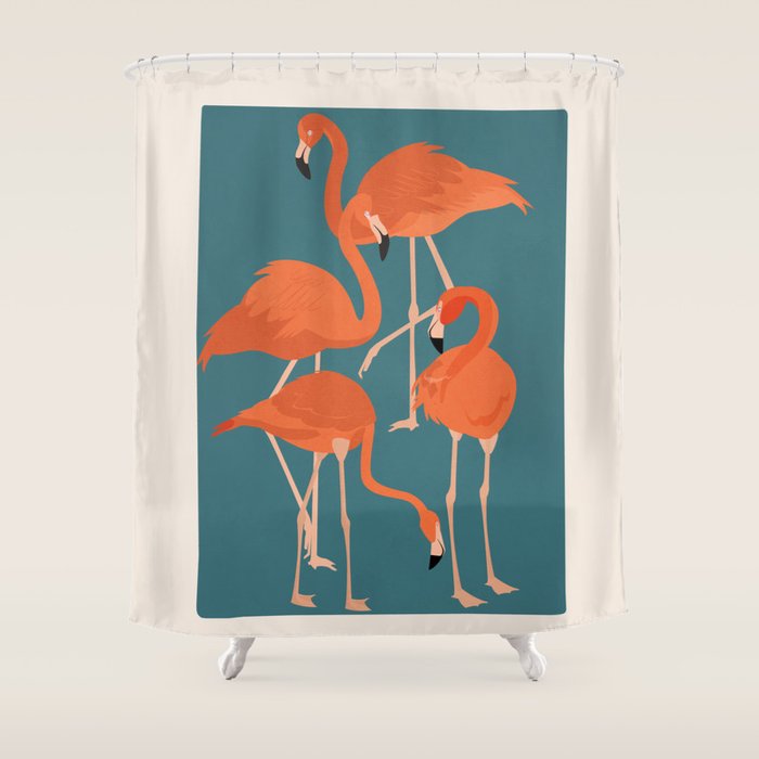 Graceful Flamingos 3 Shower Curtain Gallery Image 1