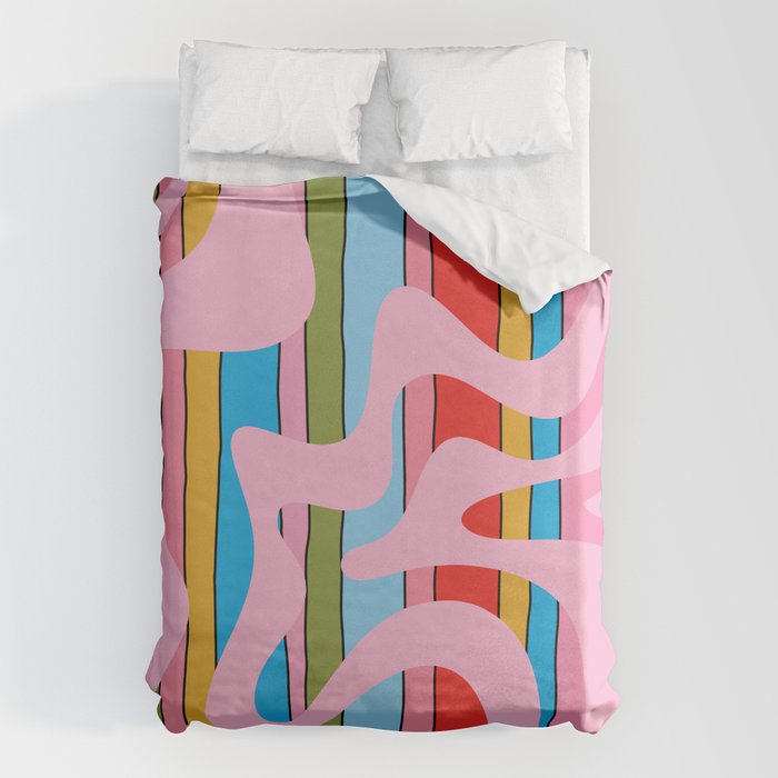 Stripey Swirl Colorful Pop Pattern with Pink  Duvet Cover Gallery Image 1