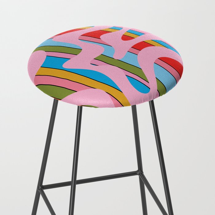 Stripey Swirl Colorful Pop Pattern with Pink  Stool Gallery Image 2