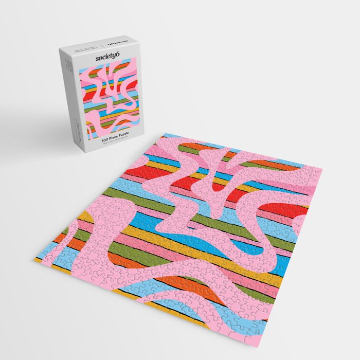 Stripey Swirl Colorful Pop Pattern with Pink  Jigsaw Puzzle Gallery Image 2