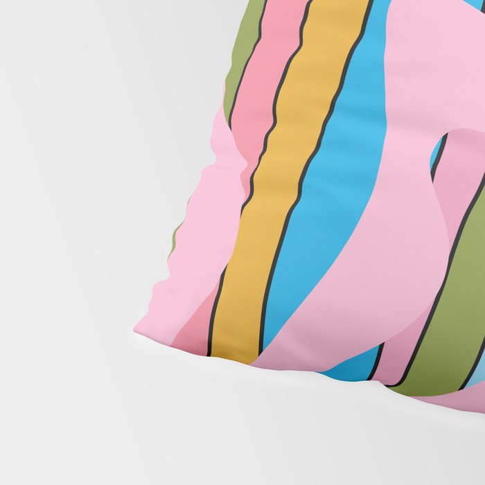 Stripey Swirl Colorful Pop Pattern with Pink  Pillow Sham Gallery Image 4
