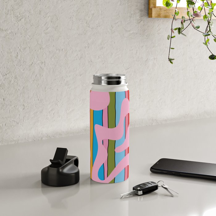 Stripey Swirl Colorful Pop Pattern with Pink  Water Bottle Gallery Image 4